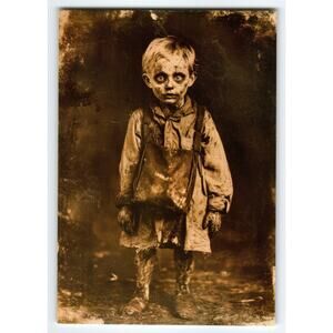 Vintage Halloween Postcard Creepy Boy Zombie Lithograph 5.5x4"